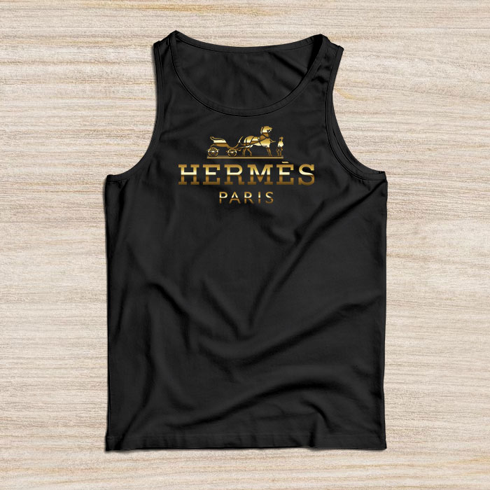 Hermes-Paris-Horse-Gold-Original-Logo-Unisex-Tank-Top-TTTB2938 Hermes Paris Horse Gold Original Logo Unisex Tank Top TTTB2938
