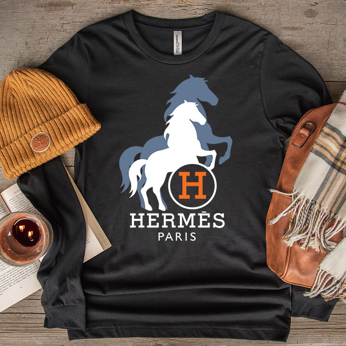 Hermes-Paris-Horse-Logo-Kid-Tee-Unisex-Longsleeve-Tee-LTB2928-1