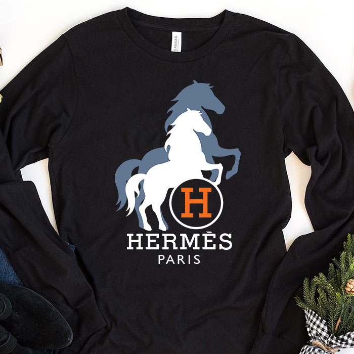 Hermes-Paris-Horse-Logo-Kid-Tee-Unisex-Longsleeve-Tee-LTB2928 Hermes Paris Horse Logo Kid Tee Unisex Longsleeve Tee LTB2928