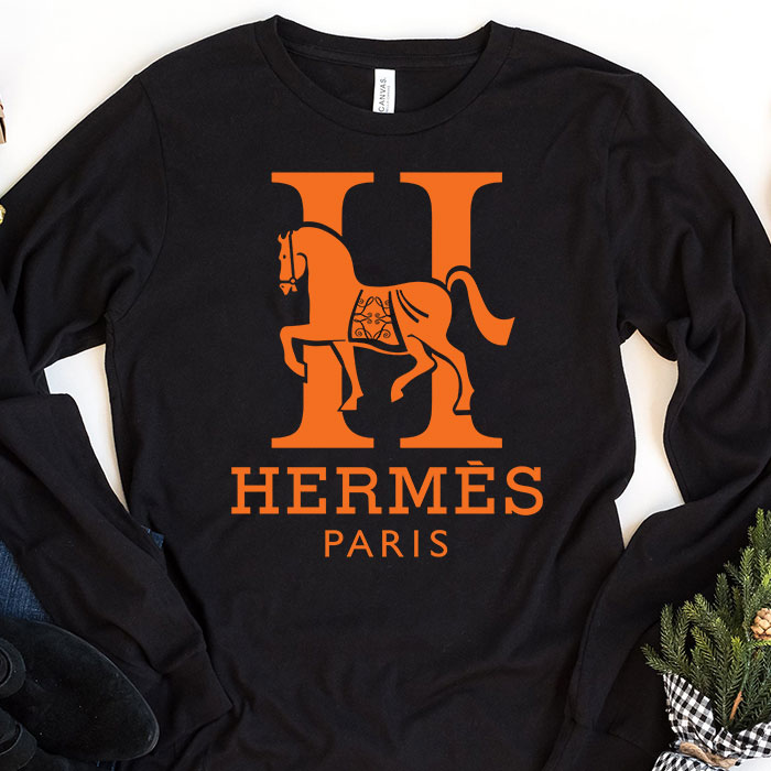 Hermes-Paris-Horse-Original-Logo-Kid-Tee-Unisex-Longsleeve-Tee-LTB2931 Hermes Paris Horse Original Logo Kid Tee Unisex Longsleeve Tee LTB2931