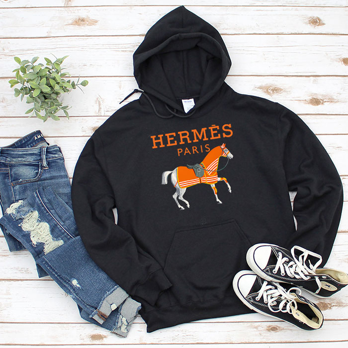 Hermes-Paris-Horse-Original-Logo-Unisex-Pullover-Hoodie-HTB2114 Hermes Paris Horse Original Logo Unisex Pullover Hoodie HTB2114