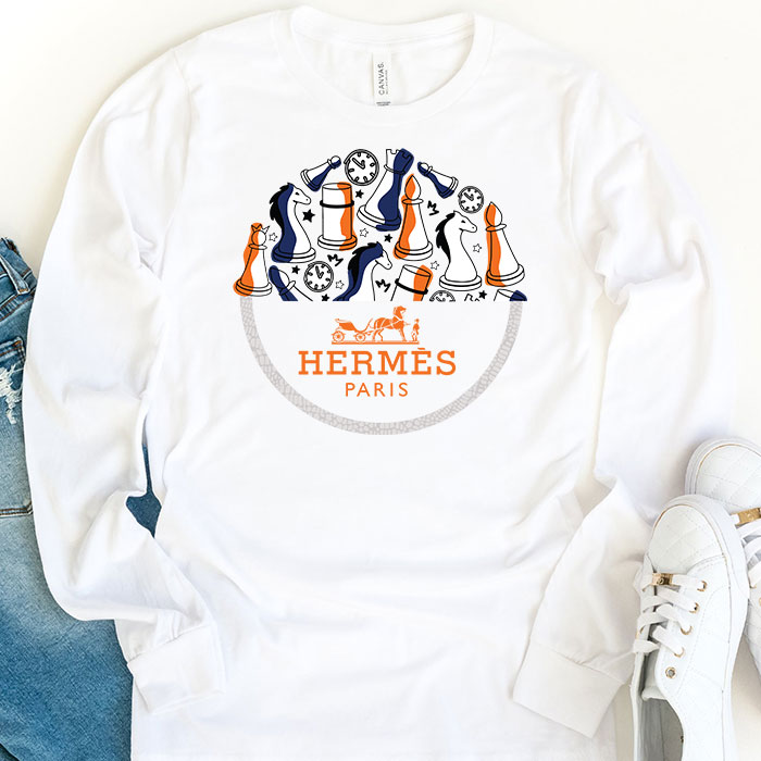 Hermes-Paris-Seahorses-Logo-Kid-Tee-Unisex-Longsleeve-Tee-LTB2926-1