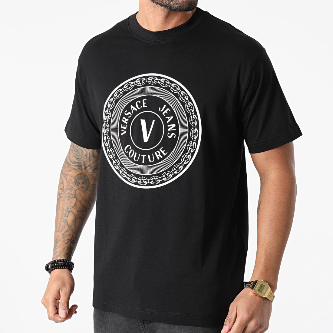 Jeans-Couture-Circle-Unique-Pattern-Versace-Cotton-Tee-Unisex-T-Shirt-FTS153 Jeans Couture Circle Unique Pattern Versace Cotton Tee Unisex T-Shirt FTS153