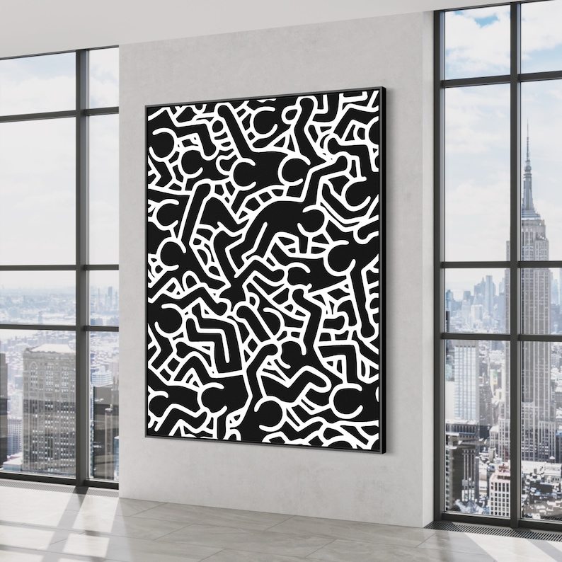 Keith-Haring-Love-Canvas-Pop-Art-Canvas-Wall-Decor-Black-And-White-Art-1