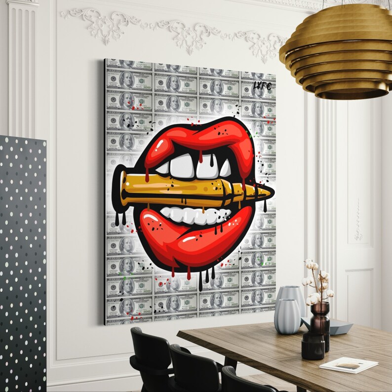 Lips-X-Bullet-X-Money-Canvas-Street-Art-Motivational-Interior-Art-Wall-Art-Office-Art-Banksy-Pop-Art Lips X Bullet X Money Canvas Street Art Motivational Interior Art Wall Art Office Art Banksy Pop Art