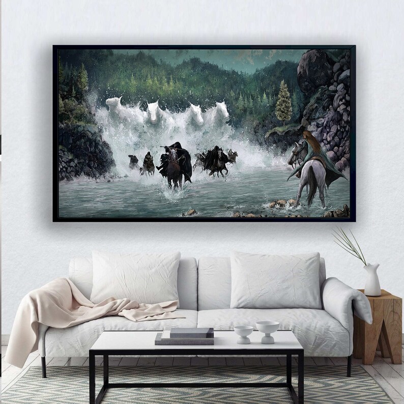 Lord-of-The-Rings-Canvas-Huge-Canvas-Iconic-Decor-The-Horses-of-The-Nazgul-Arwen-Elf-Canvas-Arwen-Nazgul-Chase-Poster-Lotr-Canvas-2