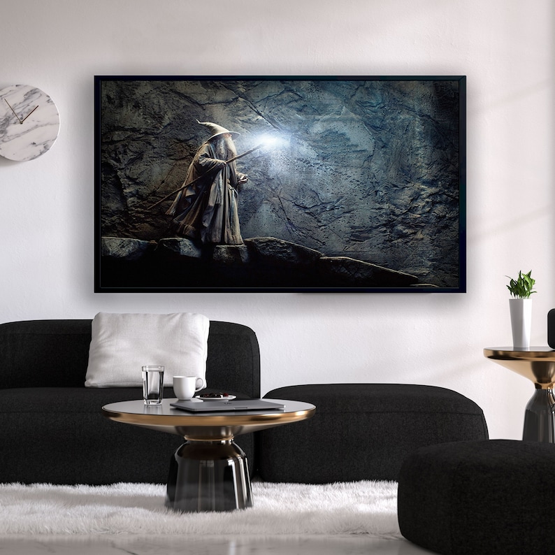 Lord-of-The-Rings-Wall-Art-Gandalf-in-The-Cave-Poster-Art-Lotr-Gift-Lotr-Canvas-Wall-Decor-1