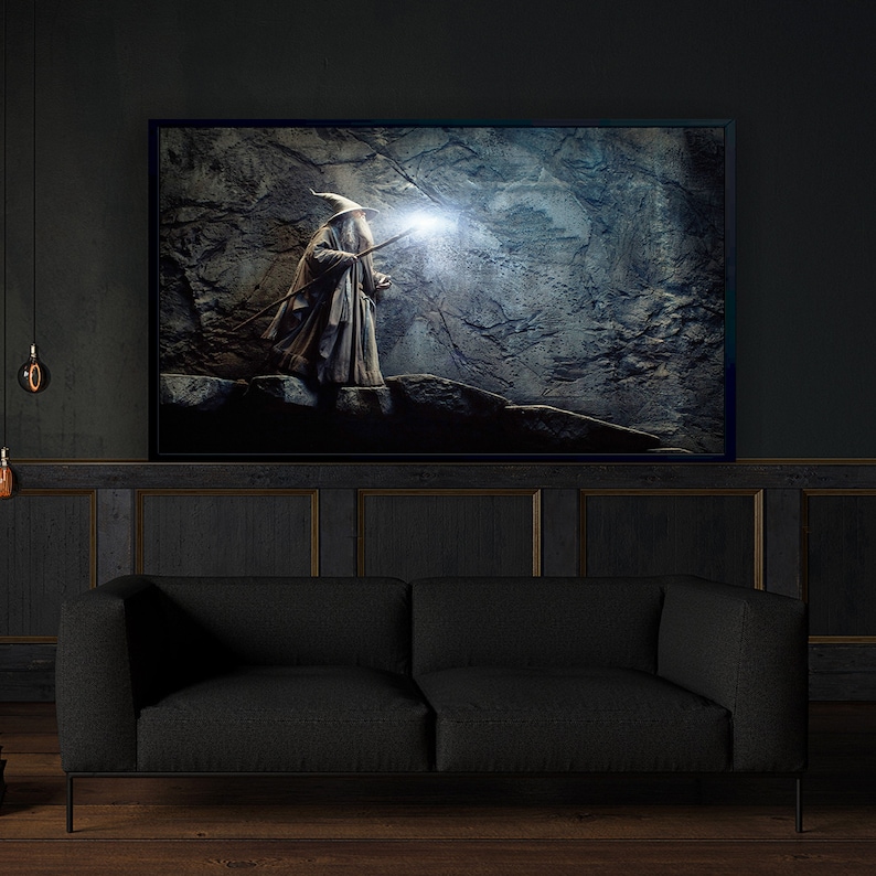 Lord-of-The-Rings-Wall-Art-Gandalf-in-The-Cave-Poster-Art-Lotr-Gift-Lotr-Canvas-Wall-Decor-2