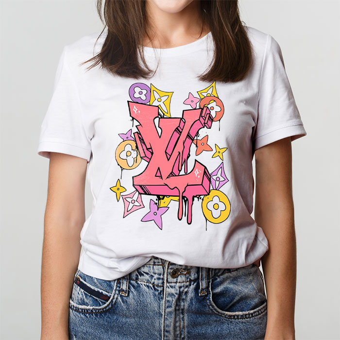 Louis-Vuitton-Graffiti-Logo-LV-Unisex-T-Shirt-CB436-1