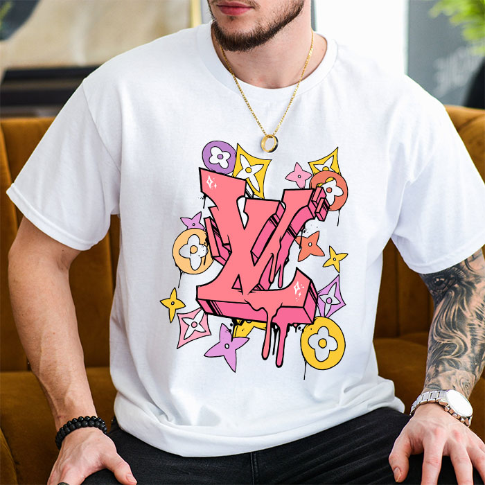 Louis-Vuitton-Graffiti-Logo-LV-Unisex-T-Shirt-CB436-2