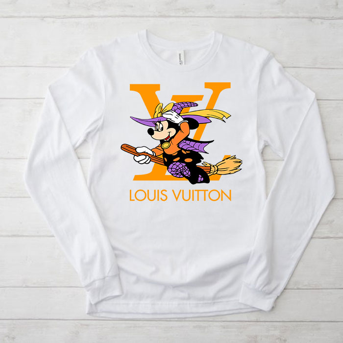 Louis-Vuitton-Logo-Luxury-Halloween-Pumpkin-Mickey-Mouse-Unisex-Kid-Long-Sleeve-Tee-TBL106 Louis Vuitton Logo Luxury Halloween Pumpkin Mickey Mouse Unisex & Kid Long Sleeve Tee TBL106