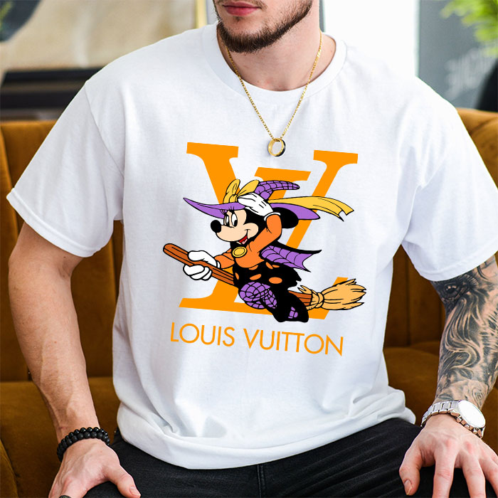 Louis-Vuitton-Logo-Luxury-Halloween-Pumpkin-Mickey-Mouse-Unisex-T-Shirt-NTB2651-2