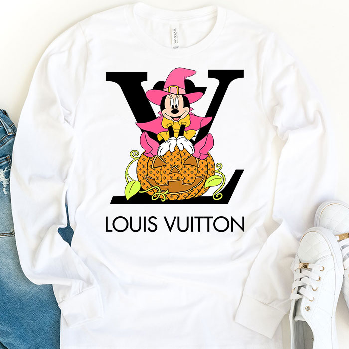 Louis-Vuitton-Logo-Luxury-Halloween-Pumpkin-Minnie-Mouse-Unisex-Kid-Long-Sleeve-Tee-TBL103-1