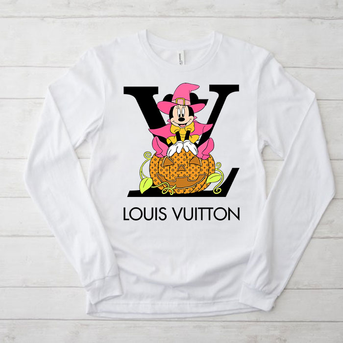 Louis-Vuitton-Logo-Luxury-Halloween-Pumpkin-Minnie-Mouse-Unisex-Kid-Long-Sleeve-Tee-TBL103 Louis Vuitton Logo Luxury Halloween Pumpkin Minnie Mouse Unisex & Kid Long Sleeve Tee TBL103