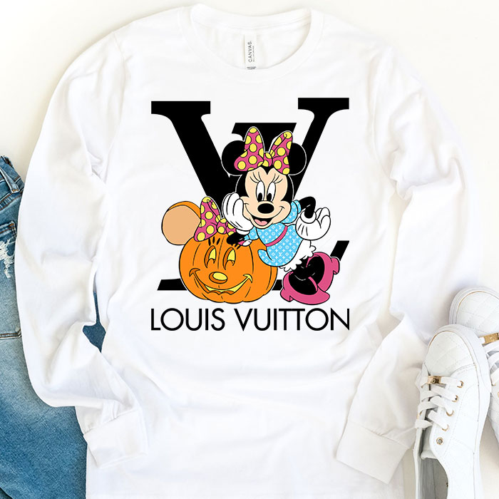 Louis-Vuitton-Logo-Luxury-Halloween-Pumpkin-Minnie-Mouse-Unisex-Kid-Long-Sleeve-Tee-TBL105-1