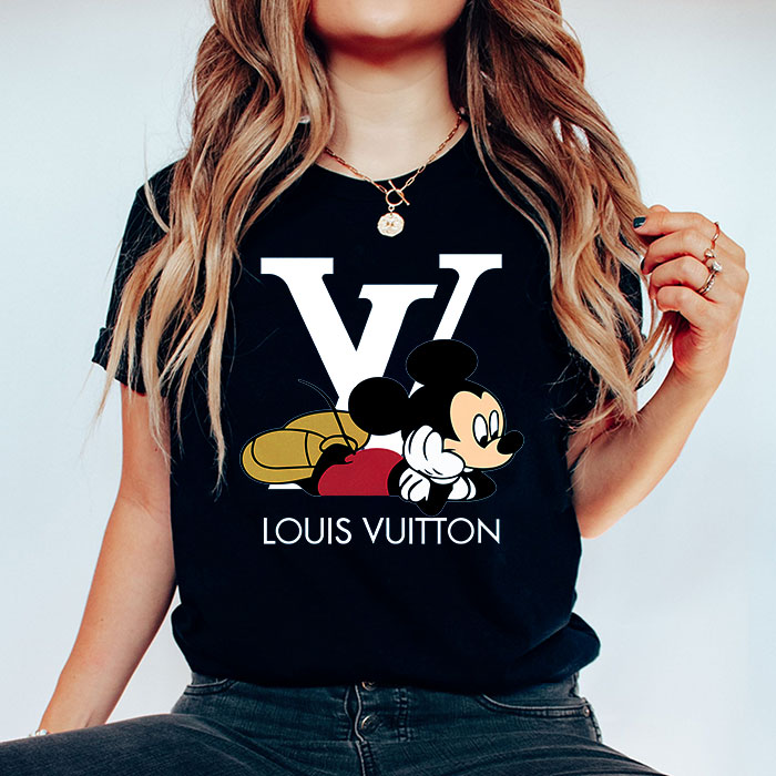 Louis-Vuitton-Logo-Luxury-Mickey-Mouse-LV-Unisex-T-Shirt-CB417-1