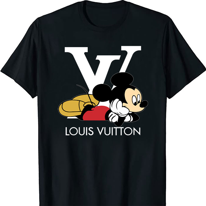 Louis-Vuitton-Logo-Luxury-Mickey-Mouse-LV-Unisex-T-Shirt-CB417 Louis Vuitton Logo Luxury Mickey Mouse LV Unisex T-Shirt CB417