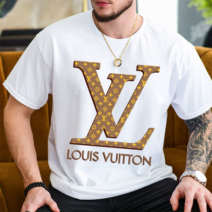 Louis-Vuitton-Logo-Luxury-Monogram-Canvas-Pattern-LV-Unisex-T-Shirt-CB455-2