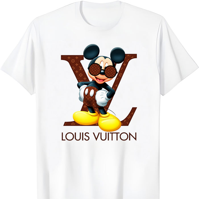 Louis-Vuitton-Logo-Luxury-Monogram-Canvas-Pattern-Mickey-Mouse-LV-Unisex-T-Shirt-CB397 Louis Vuitton Logo Luxury Monogram Canvas Pattern Mickey Mouse LV Unisex T-Shirt CB397