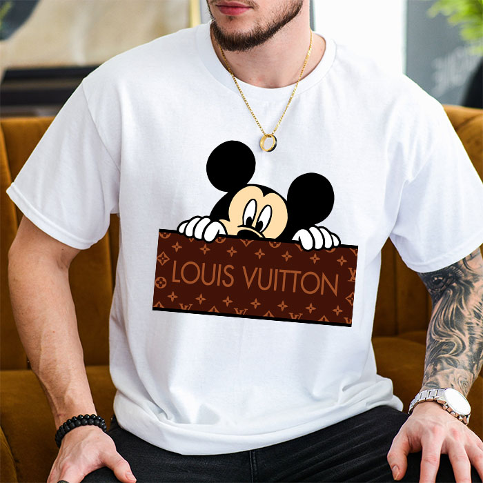 Louis-Vuitton-Logo-Luxury-Monogram-Canvas-Pattern-Mickey-Mouse-LV-Unisex-T-Shirt-CB420-2