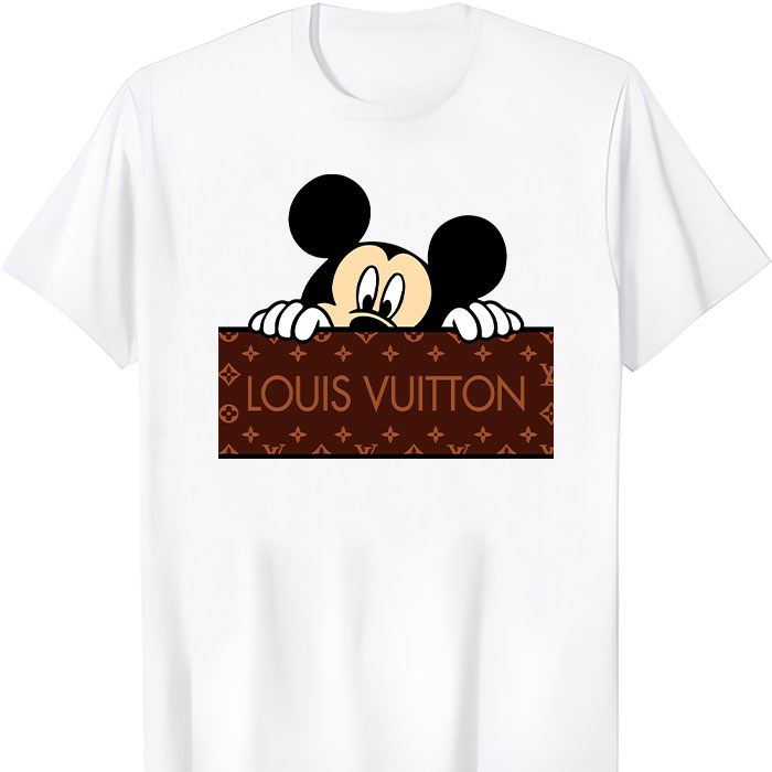 Louis-Vuitton-Logo-Luxury-Monogram-Canvas-Pattern-Mickey-Mouse-LV-Unisex-T-Shirt-CB420 Louis Vuitton Logo Luxury Monogram Canvas Pattern Mickey Mouse LV Unisex T-Shirt CB420