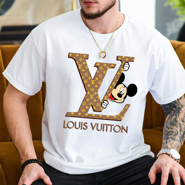 Louis-Vuitton-Logo-Luxury-Monogram-Canvas-Pattern-Mickey-Mouse-LV-Unisex-T-Shirt-CB423-2