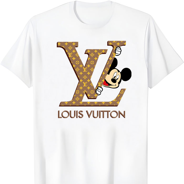 Louis-Vuitton-Logo-Luxury-Monogram-Canvas-Pattern-Mickey-Mouse-LV-Unisex-T-Shirt-CB423 Louis Vuitton Logo Luxury Monogram Canvas Pattern Mickey Mouse LV Unisex T-Shirt CB423