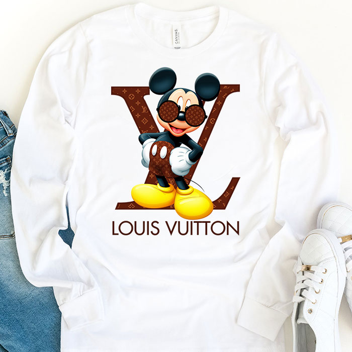 Louis-Vuitton-Logo-Luxury-Monogram-Canvas-Pattern-Mickey-Mouse-Unisex-Kid-Long-Sleeve-Tee-TBL144-1