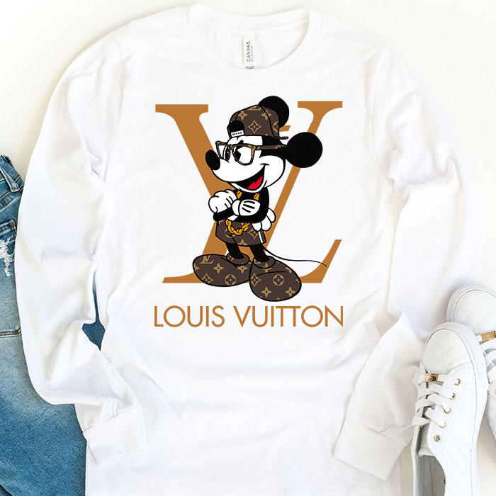Louis-Vuitton-Logo-Luxury-Monogram-Canvas-Pattern-Mickey-Mouse-Unisex-Kid-Long-Sleeve-Tee-TBL147-1