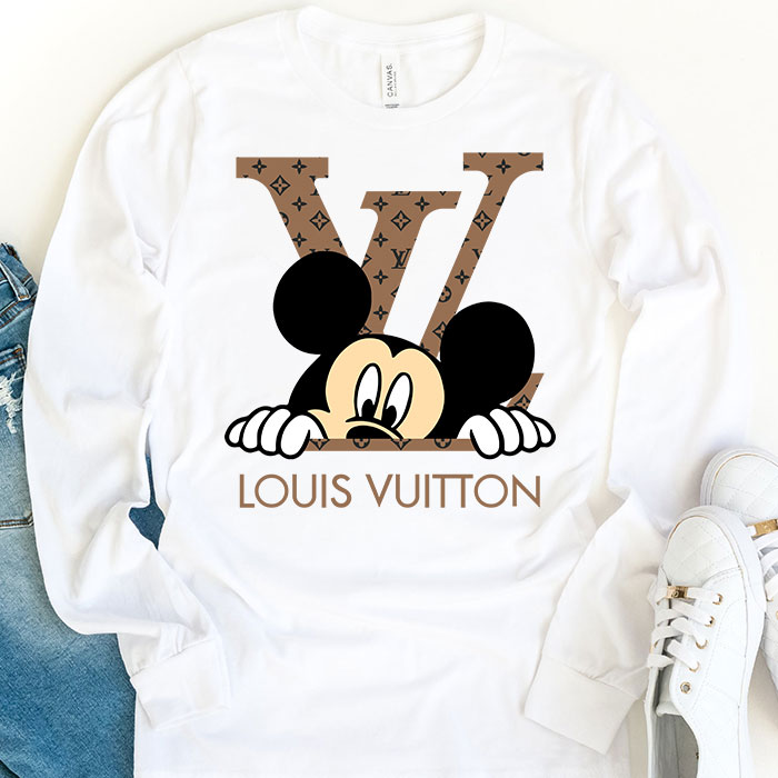 Louis-Vuitton-Logo-Luxury-Monogram-Canvas-Pattern-Mickey-Mouse-Unisex-Kid-Long-Sleeve-Tee-TBL166-1