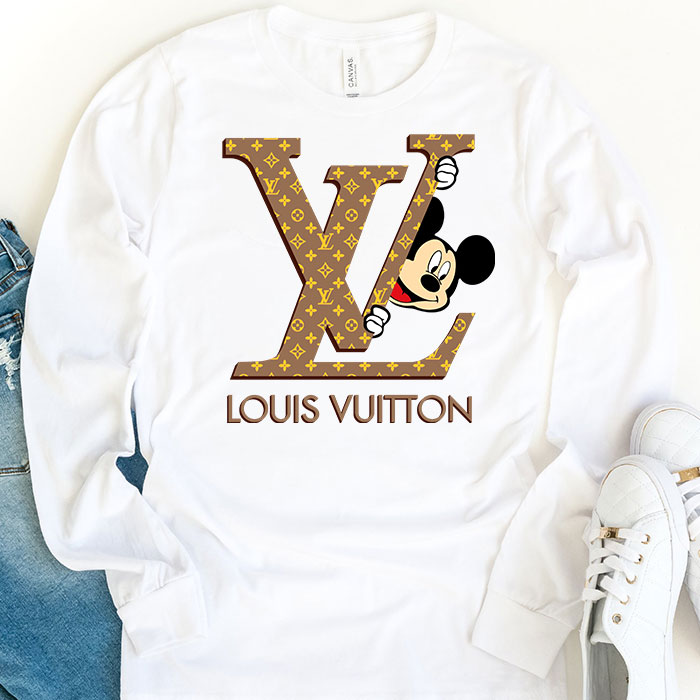 Louis-Vuitton-Logo-Luxury-Monogram-Canvas-Pattern-Mickey-Mouse-Unisex-Kid-Long-Sleeve-Tee-TBL170-1