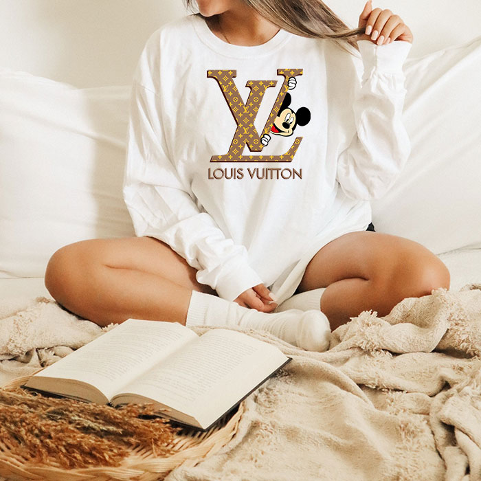 Louis-Vuitton-Logo-Luxury-Monogram-Canvas-Pattern-Mickey-Mouse-Unisex-Kid-Long-Sleeve-Tee-TBL170-2