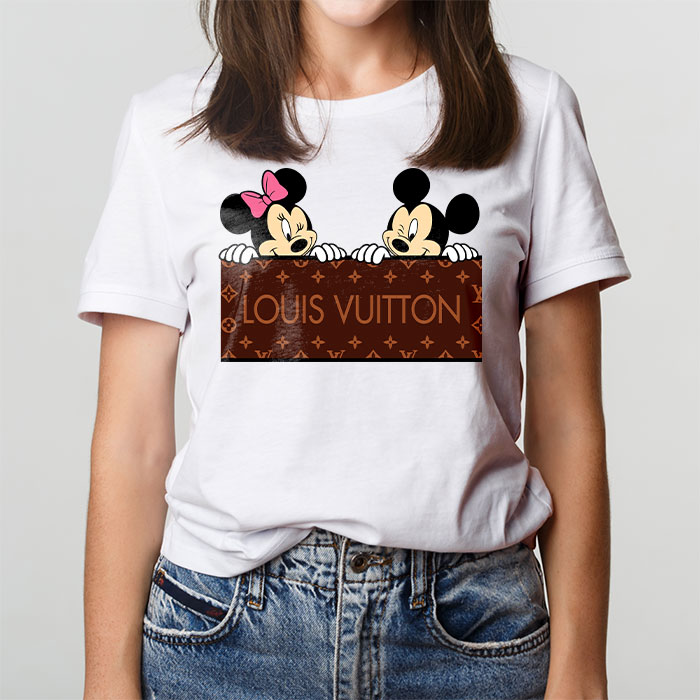 Louis-Vuitton-Logo-Luxury-Monogram-Canvas-Pattern-Minnie-Mouse-Mickey-Mouse-LV-Unisex-T-Shirt-CB422-1