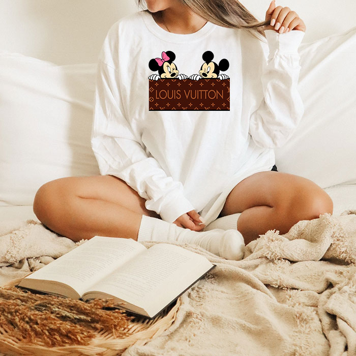 Louis-Vuitton-Logo-Luxury-Monogram-Canvas-Pattern-Minnie-Mouse-Mickey-Mouse-Unisex-Kid-Long-Sleeve-Tee-TBL169-1