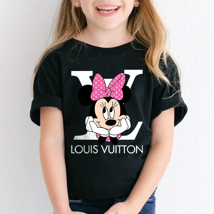 Louis-Vuitton-Logo-Luxury-Pink-And-White-Monogram-Canvas-Pattern-Minnie-Mouse-LV-Unisex-T-Shirt-CB395-3