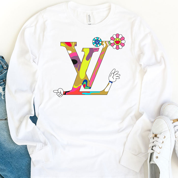 Louis-Vuitton-Logo-Luxury-Takashi-Murakami-Flower-Unisex-Kid-Long-Sleeve-Tee-TBL185-1