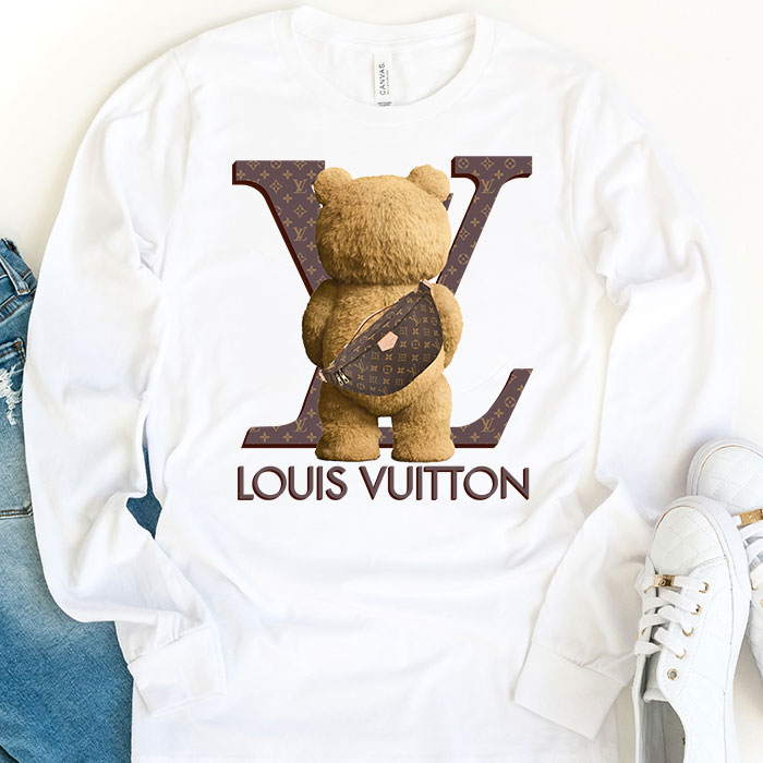 Louis-Vuitton-Logo-Luxury-Teddy-Bear-Unisex-Kid-Long-Sleeve-Tee-NTB2362-1