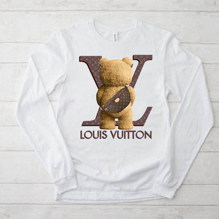 Louis-Vuitton-Logo-Luxury-Teddy-Bear-Unisex-Kid-Long-Sleeve-Tee-NTB2362 Louis Vuitton Logo Luxury Teddy Bear Unisex & Kid Long Sleeve Tee NTB2362