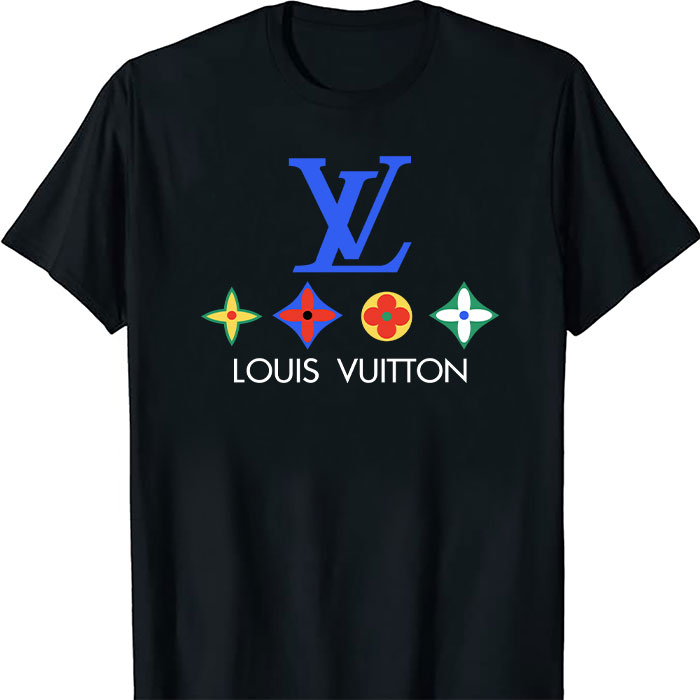 Louis-Vuitton-Logo-Luxury-With-Color-Monogram-LV-Unisex-T-Shirt-CB451 Louis Vuitton Logo Luxury With Color Monogram LV Unisex T-Shirt CB451