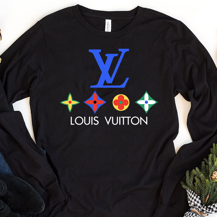 Louis-Vuitton-Logo-Luxury-With-Color-Monogram-Unisex-Kid-Long-Sleeve-Tee-TBL198 Louis Vuitton Logo Luxury With Color Monogram Unisex & Kid Long Sleeve Tee TBL198