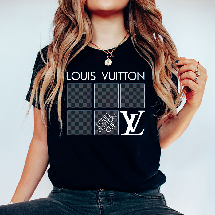 Louis-Vuitton-Logo-Luxury-With-Damier-Pattern-LV-Unisex-T-Shirt-CB450-1