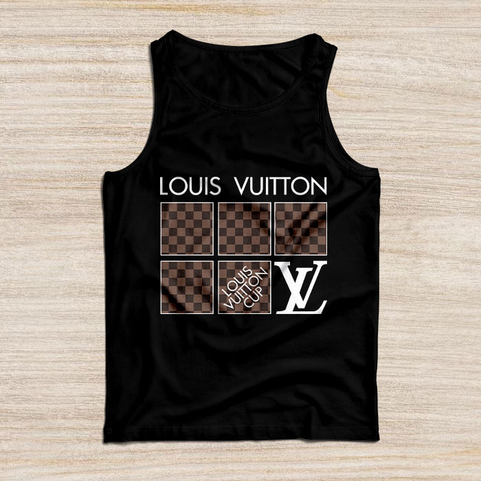 Louis-Vuitton-Logo-Luxury-With-Damier-Pattern-Unisex-Tank-Top-TB140 Louis Vuitton Logo Luxury With Damier Pattern Unisex Tank Top TB140