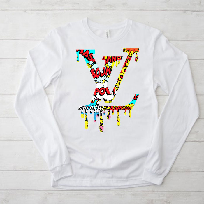 Louis-Vuitton-Luxury-Comic-Boom-Pattern-Unisex-Kid-Long-Sleeve-Tee-TBL177-1