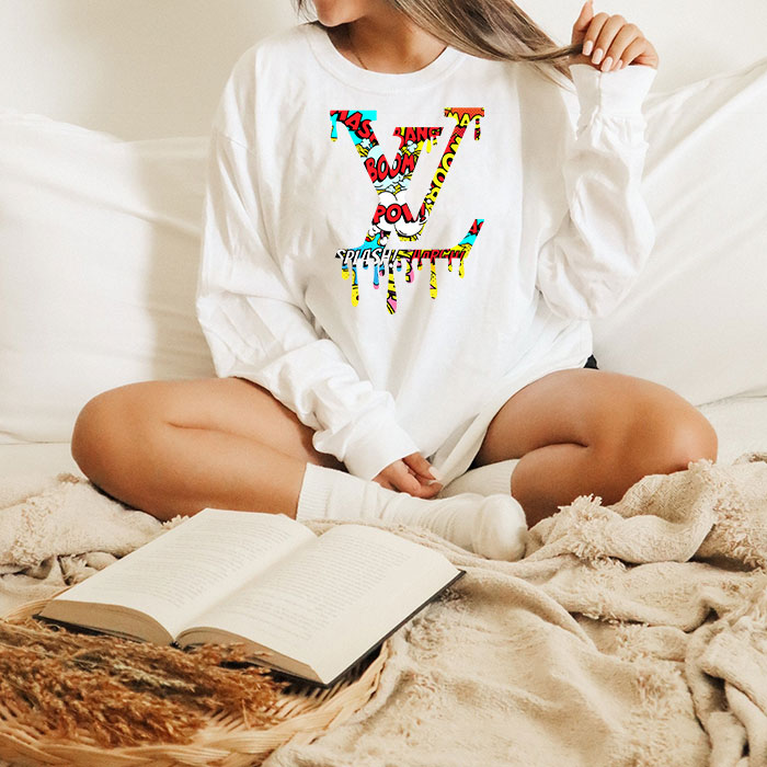 Louis-Vuitton-Luxury-Comic-Boom-Pattern-Unisex-Kid-Long-Sleeve-Tee-TBL177-2