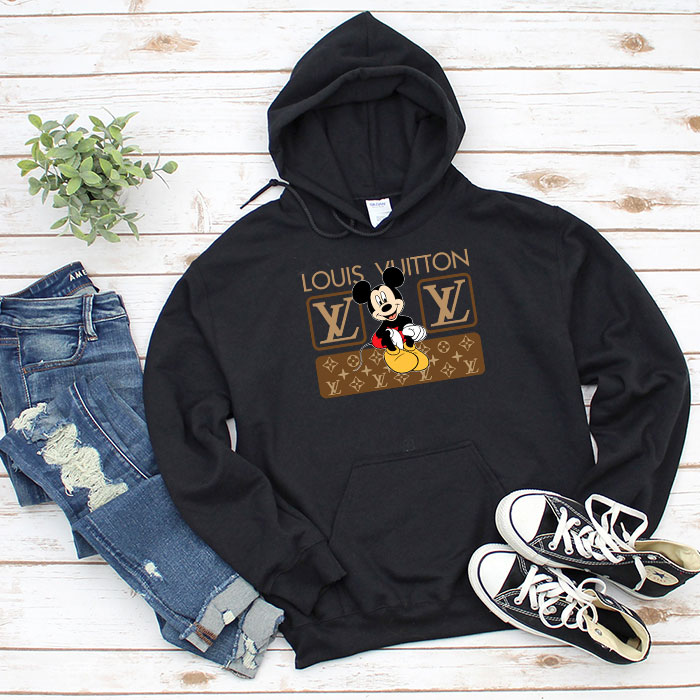 Louis-Vuitton-Monogram-Canvas-Pattern-Mickey-Mouse-Unisex-Pullover-Hoodie-TB162 Louis Vuitton Monogram Canvas Pattern Mickey Mouse Unisex Pullover Hoodie TB162