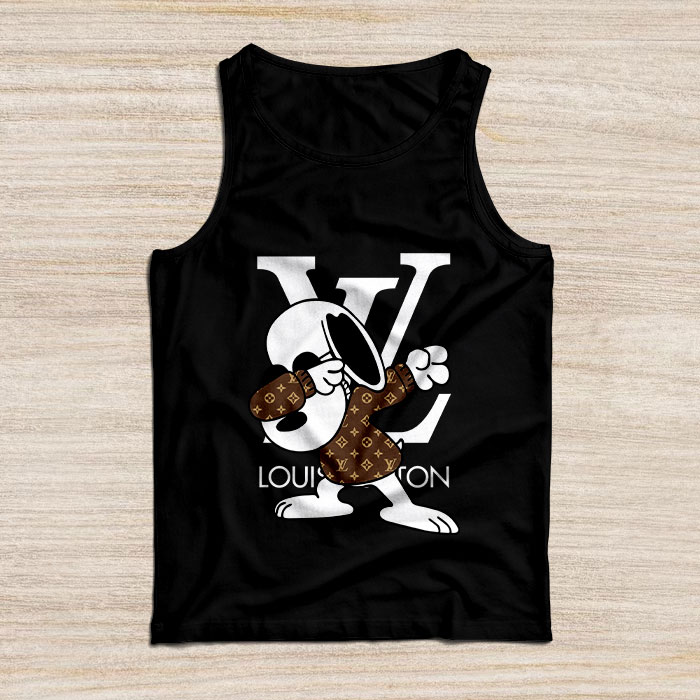 Louis-Vuitton-Monogram-Canvas-Pattern-Snoopy-Dabbing-Unisex-Tank-Top-TB095 Louis Vuitton Monogram Canvas Pattern Snoopy Dabbing Unisex Tank Top TB095