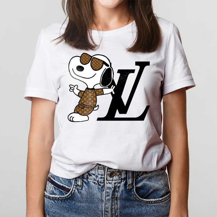 Louis-Vuitton-Monogram-Canvas-Pattern-Snoopy-LV-Unisex-T-Shirt-CB410-1