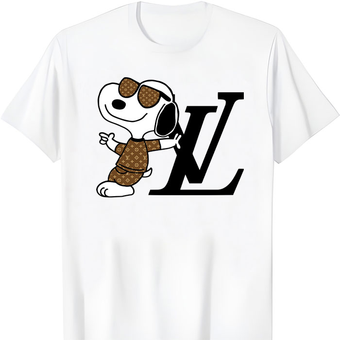 Louis-Vuitton-Monogram-Canvas-Pattern-Snoopy-LV-Unisex-T-Shirt-CB410 Louis Vuitton Monogram Canvas Pattern Snoopy LV Unisex T-Shirt CB410