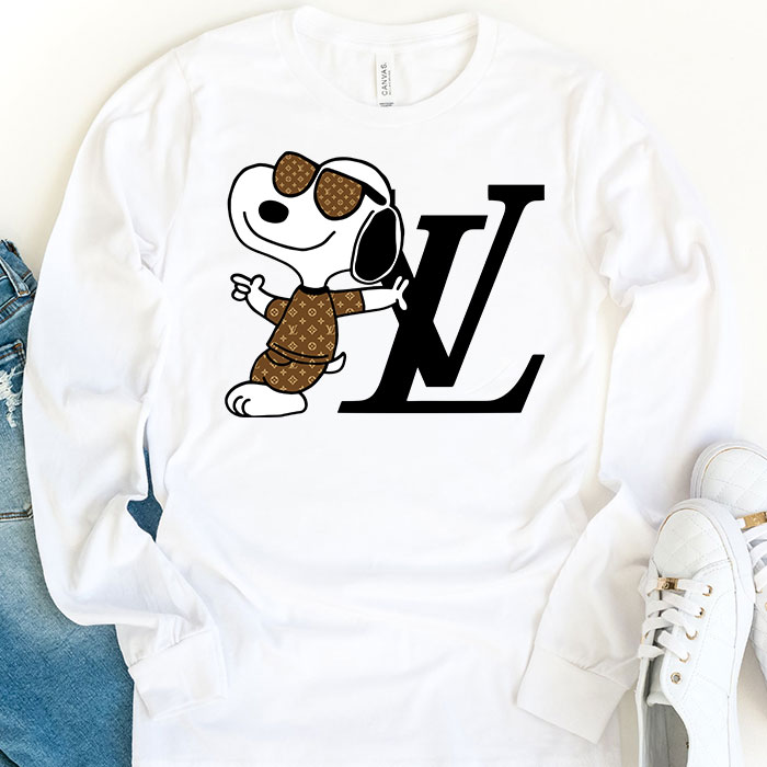 Louis-Vuitton-Monogram-Canvas-Pattern-Snoopy-Unisex-Kid-Long-Sleeve-Tee-TBL157-1