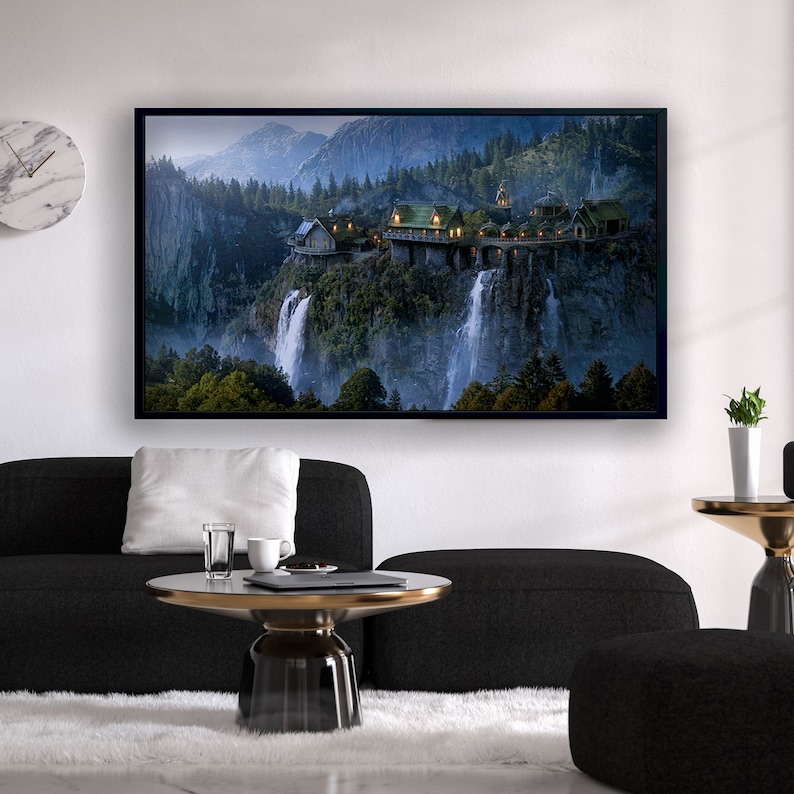 Night-in-Rivendell-Inspired-Canvas-Art-Lord-of-the-Rings-Poster-LotR-Poster-Art-The-Fellowship-Magic-Elves-Valley-Middle-Earth-2